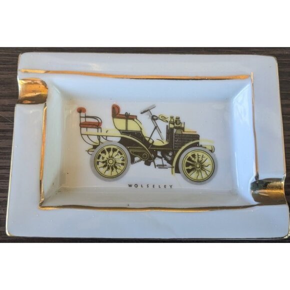 3 Vintage Hand Painted Car Ashtrays - Morris Austin Wolseley ESD Japan Gold Rim - Picture 4 of 8